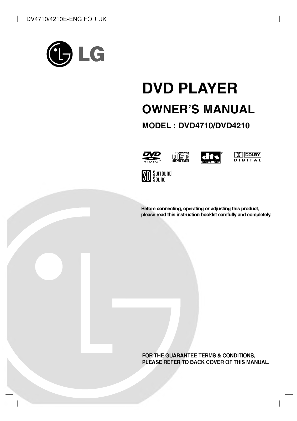 LG DVD4710, DVD4210 User Manual