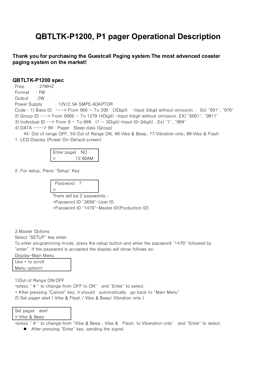 Lee Technology Korea LTK-P1 Users Manual