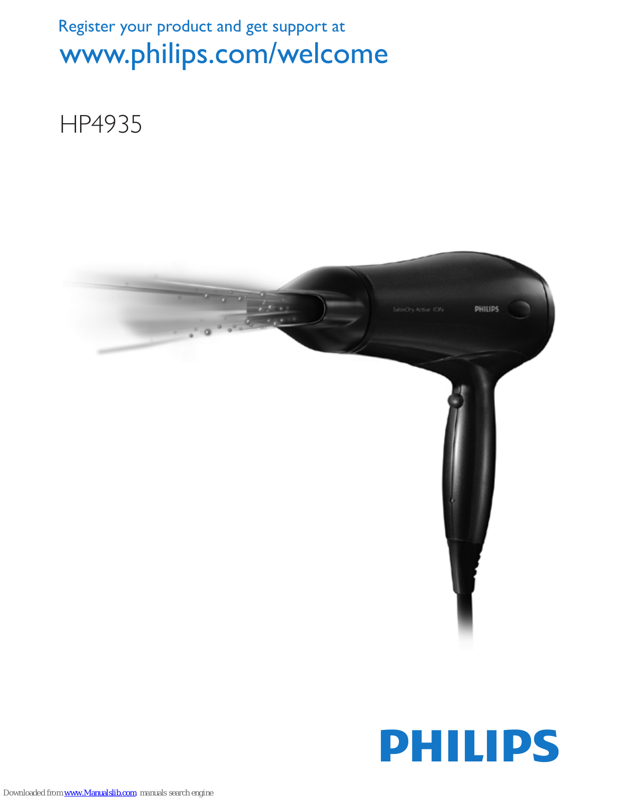 Philips HP4935/20, SalonDry Active iON HP4935 User Manual