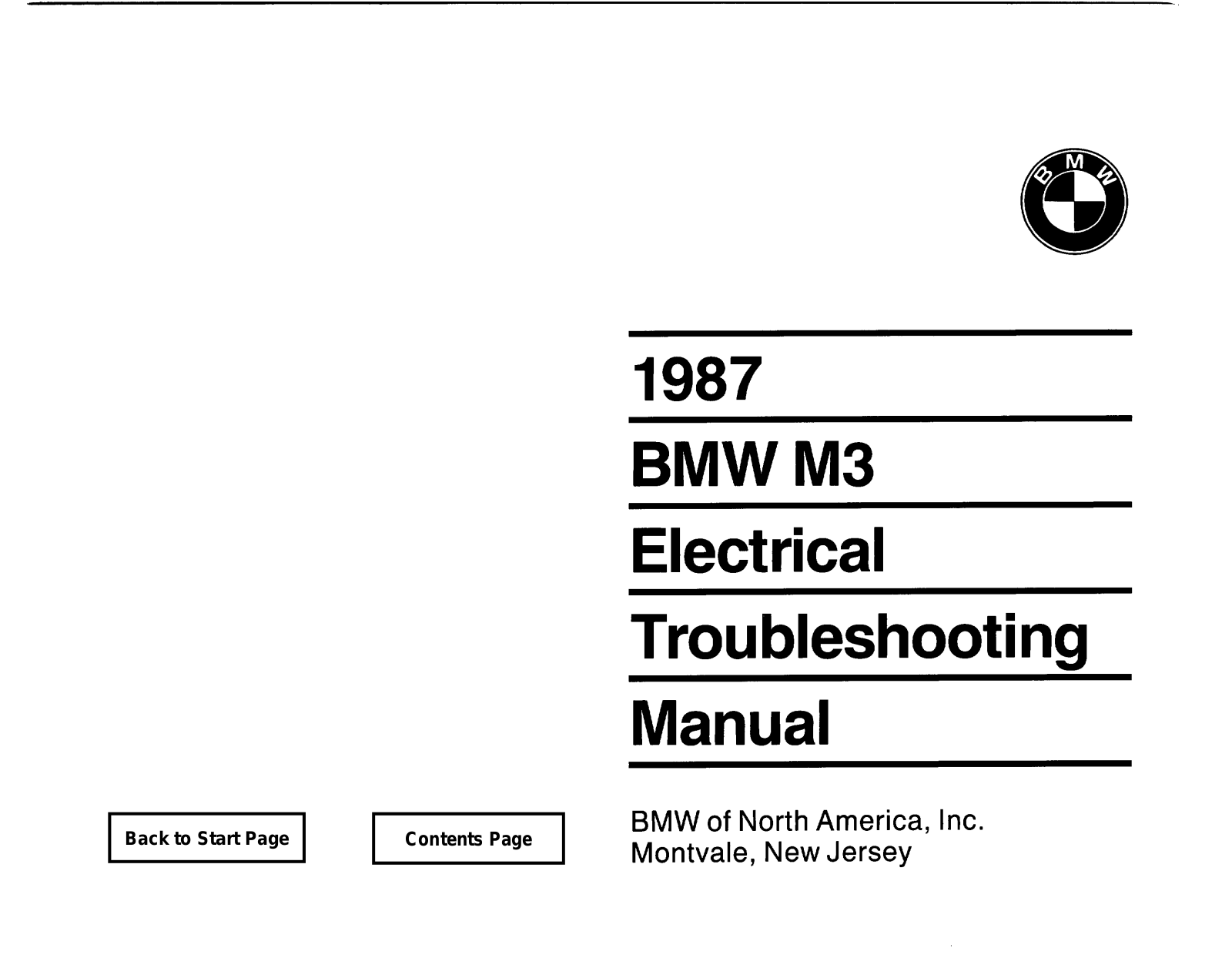 BMW M3 1987 User Manual