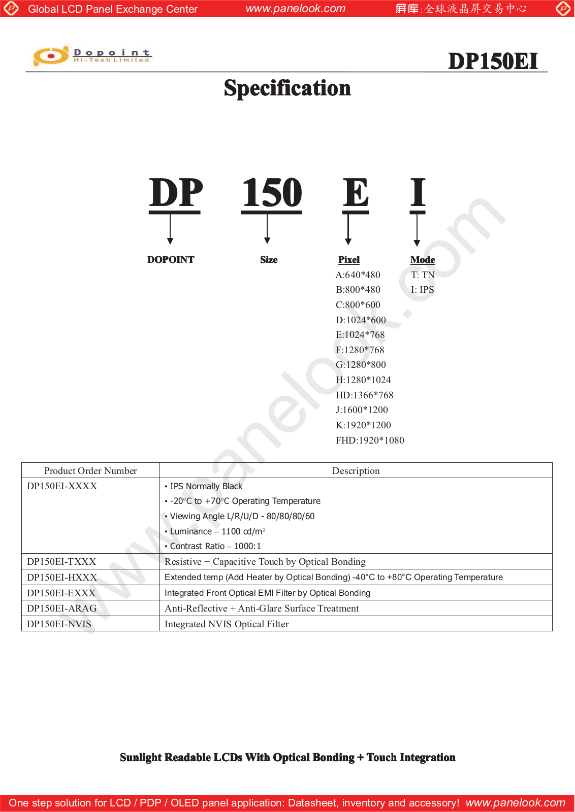 Dopoint DP150EI Specification