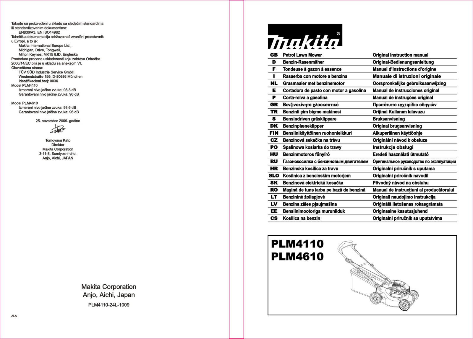 Makita PLM4610, PLM4110 User Manual