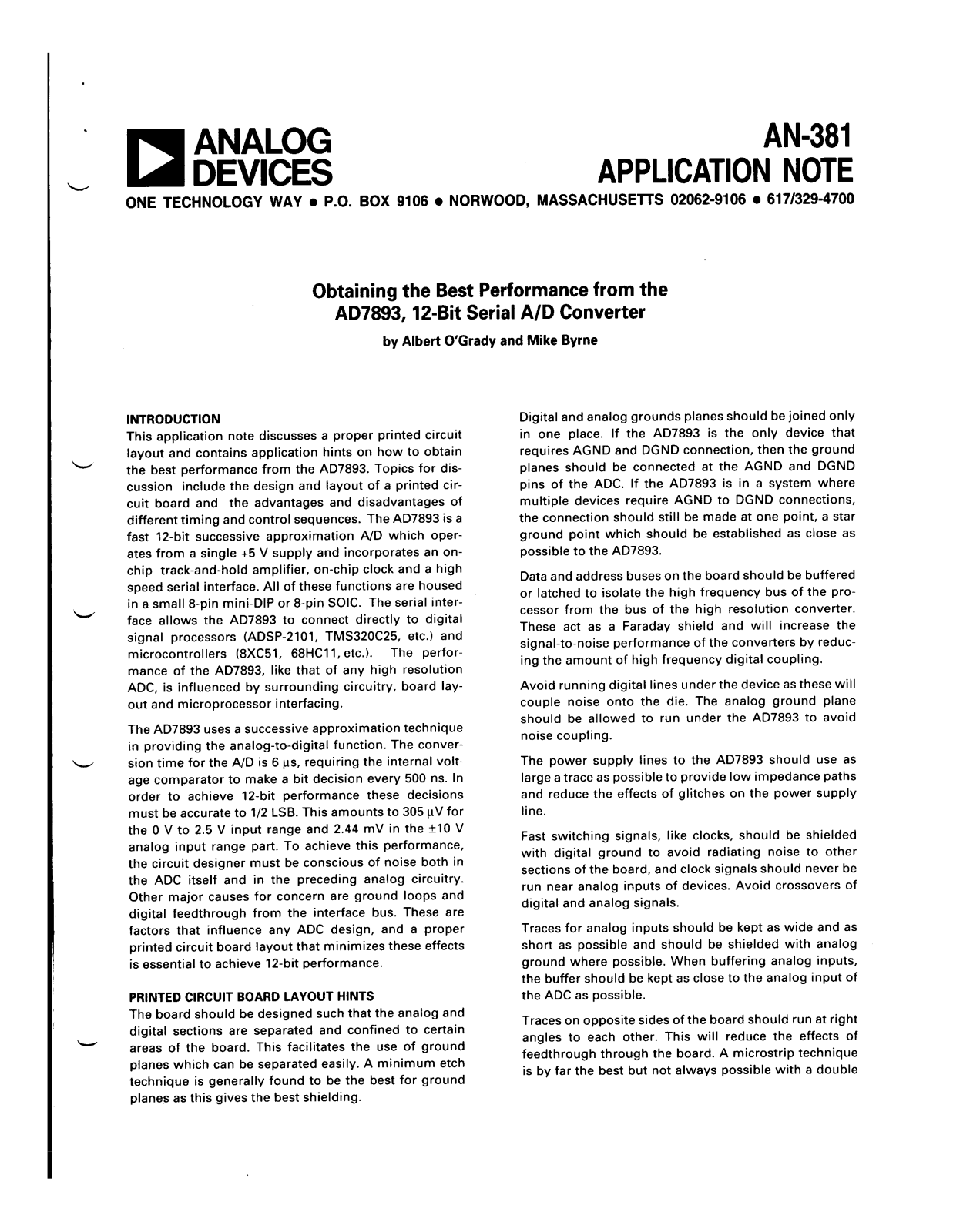 Analog Devices AN381 Application Notes