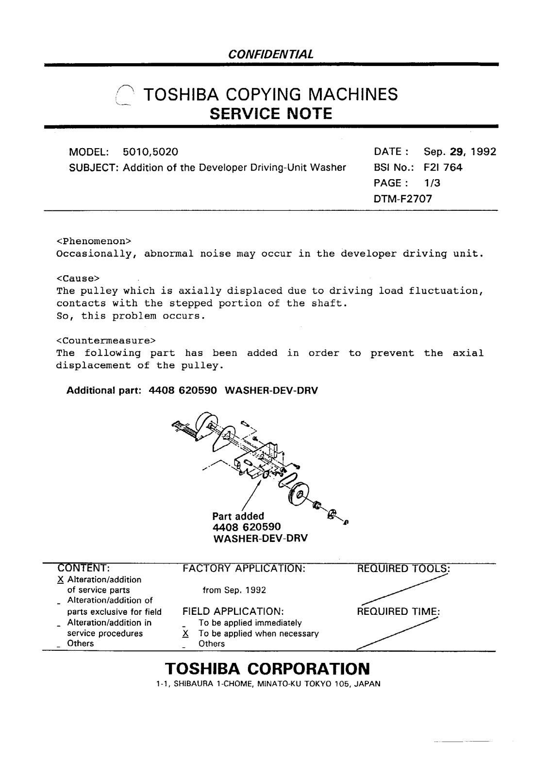 Toshiba f2i764 Service Note