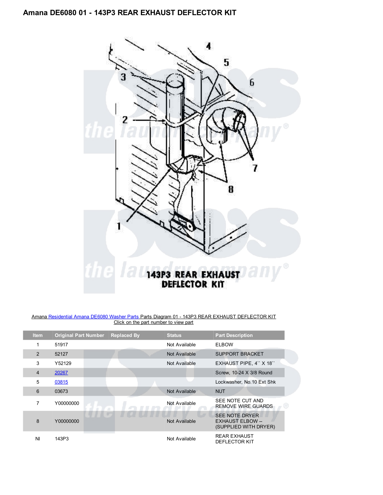 Amana DE6080 Parts Diagram