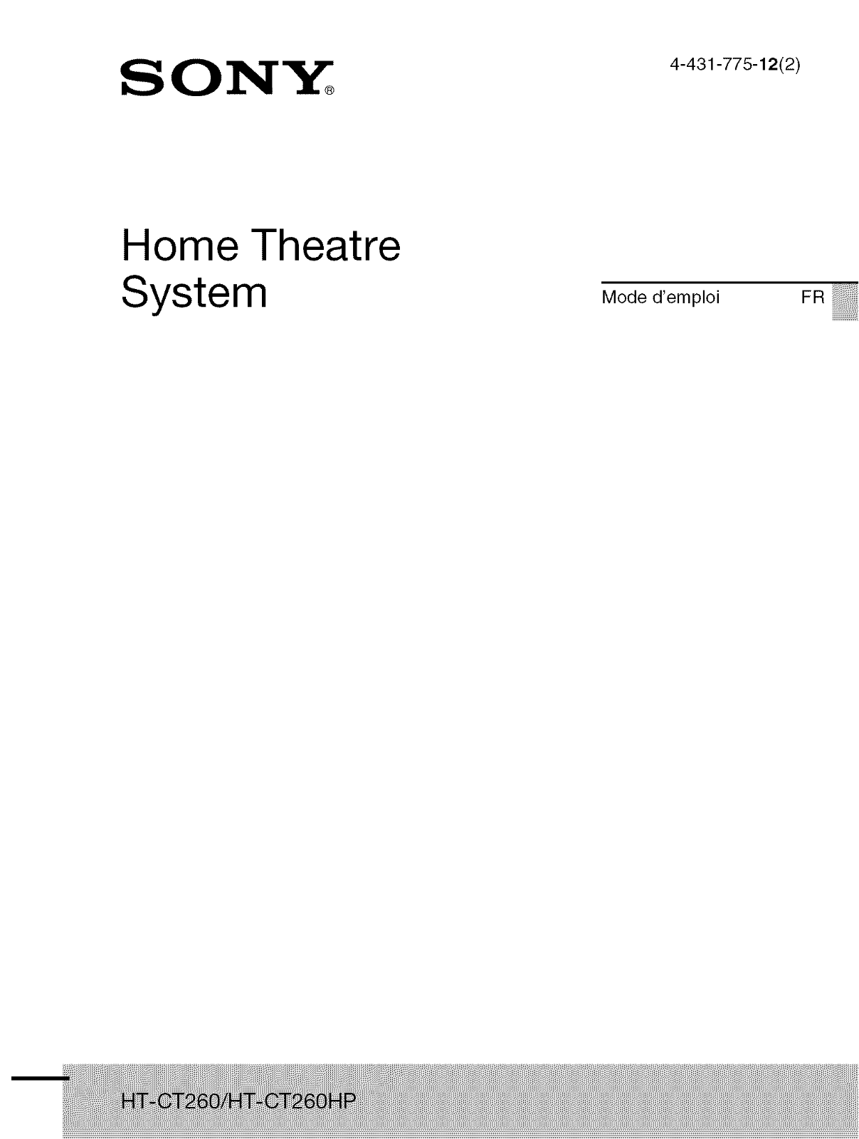 Sony HT-CT260HP, HT-CT260 Owner’s Manual