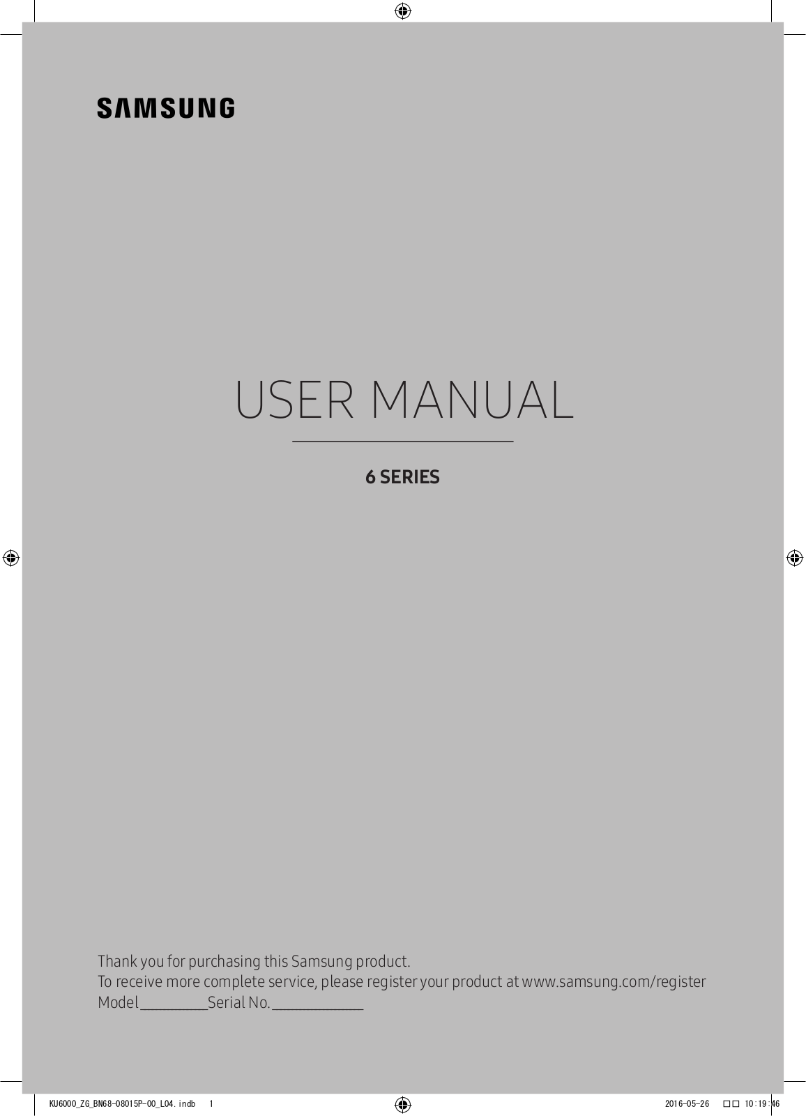 Samsung UE55KU6090, UE50KU6090, UE60KU6000, UE70KU6070, UE70KU6079 User Manual