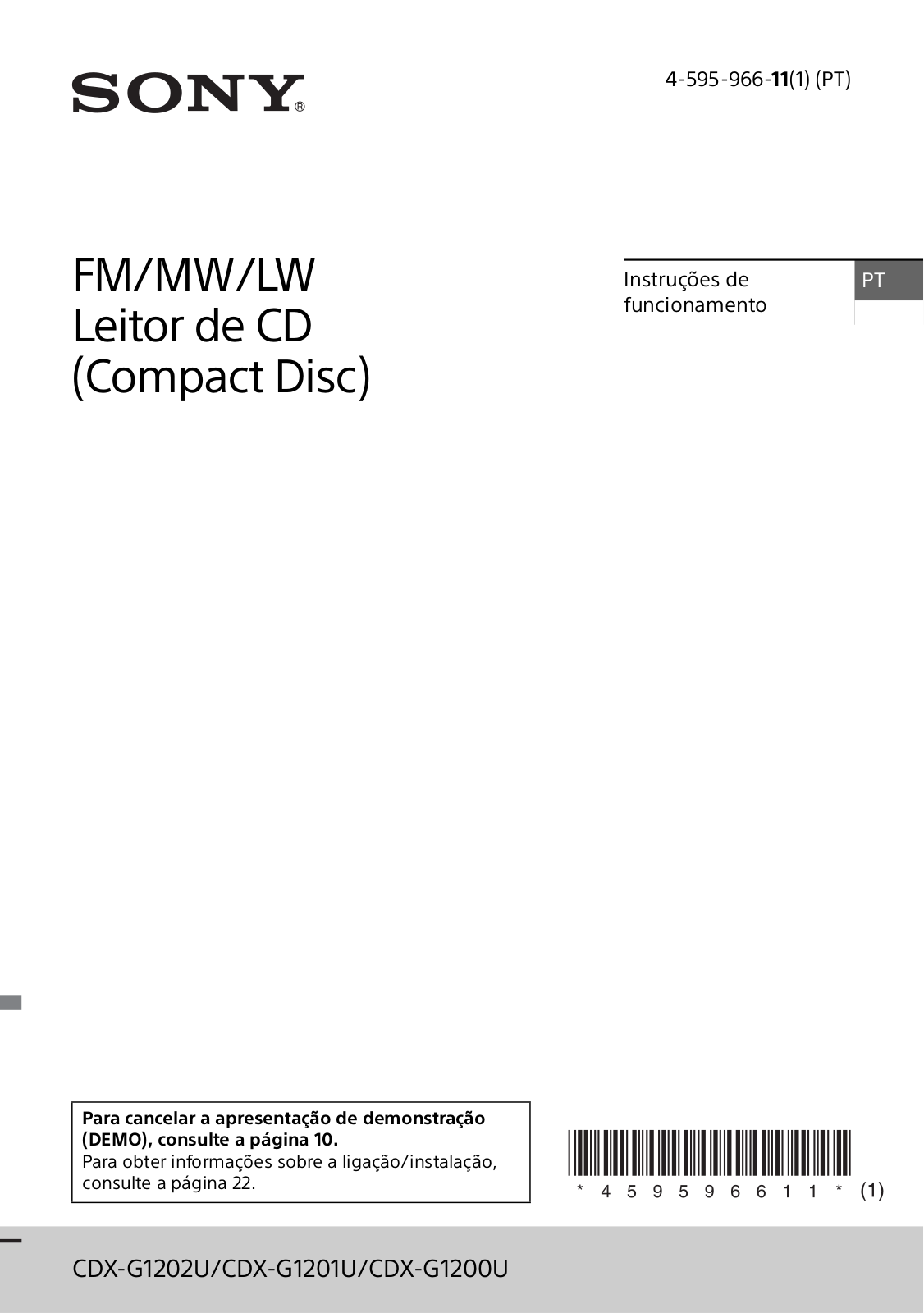 Sony CDX-G1202U, CDX-G1201U, CDX-G1200U User Manual