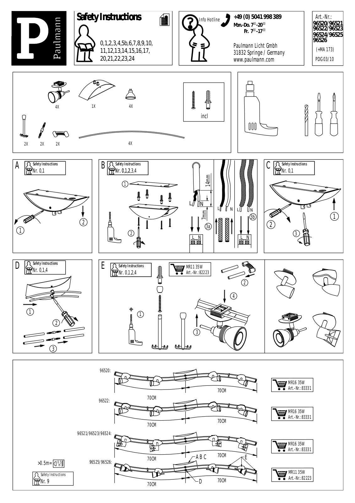 Paulmann 96521, 96520, 96522, 96523, 96524 Safety instructions - ManualMachine.com