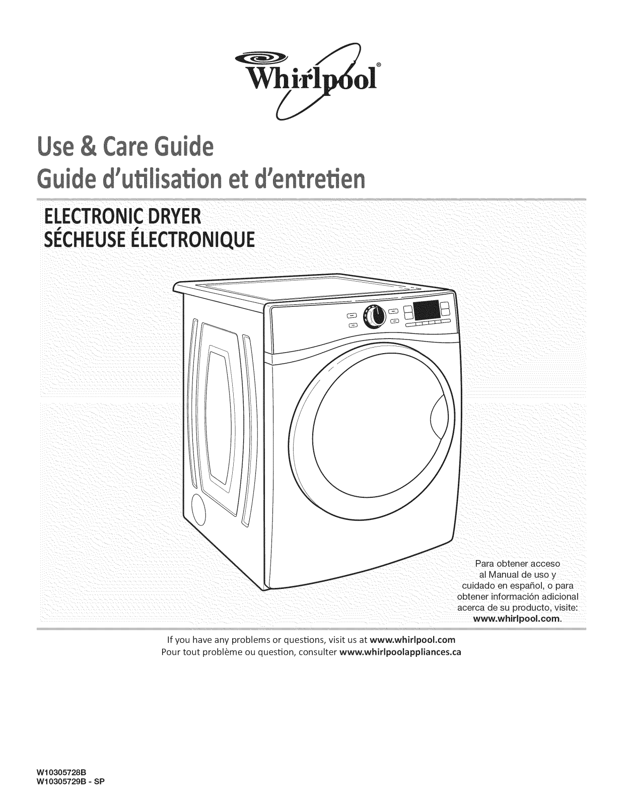 Whirlpool WED97HEXW3, YWED97HEXW1, YWED97HEXW0, YWED97HEXR1, YWED97HEXR0 Owner’s Manual