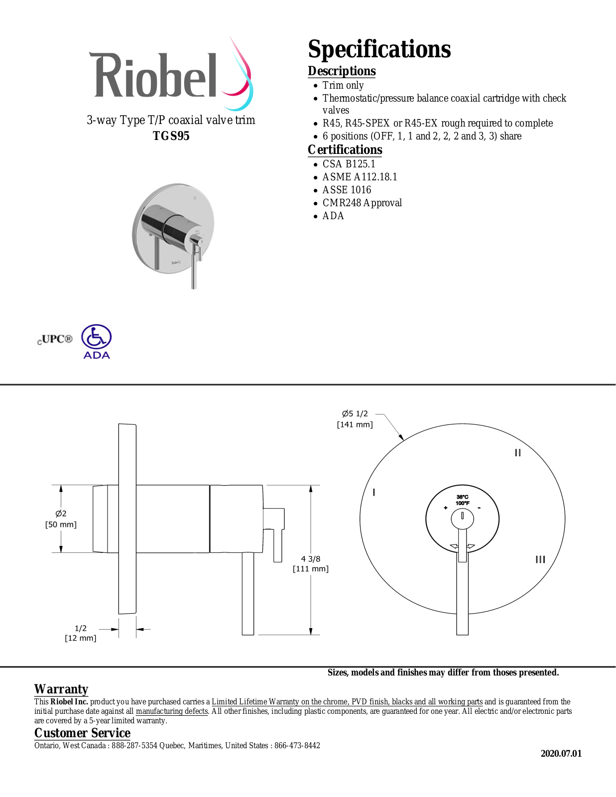 Riobel TGS95C Specifications - ManualMachine.com