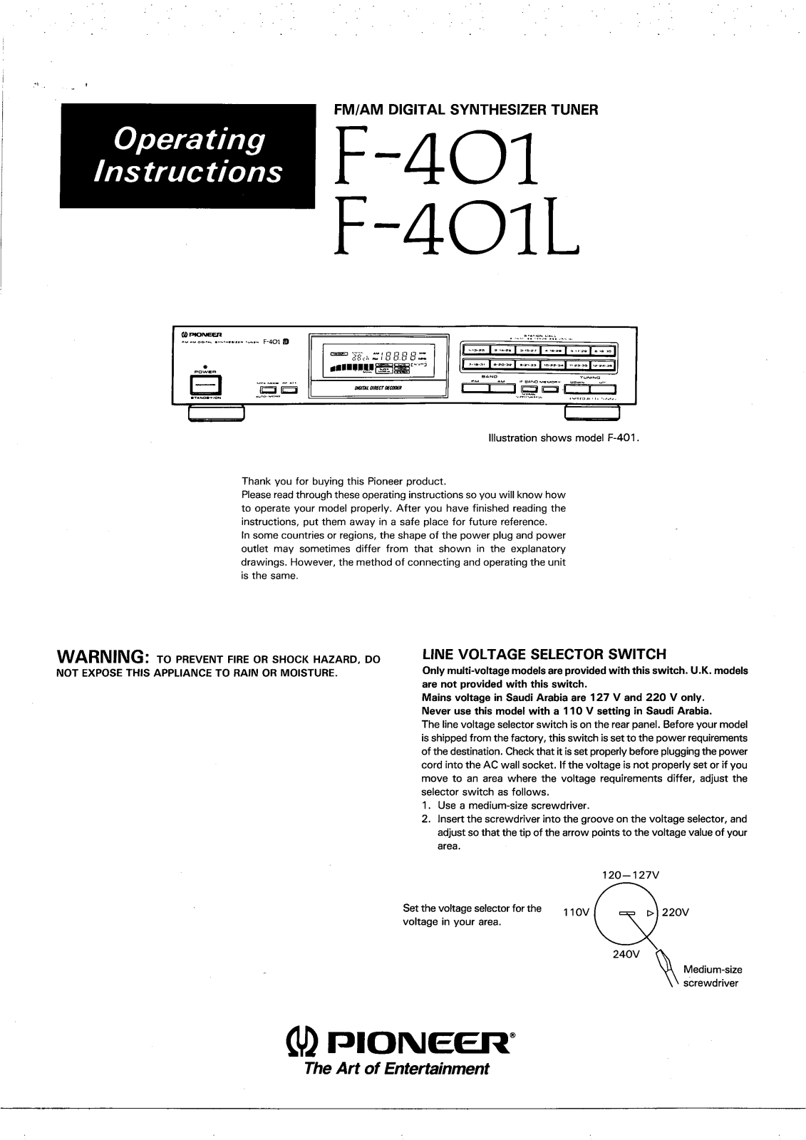 Pioneer F-401-L, F-401 User Manual