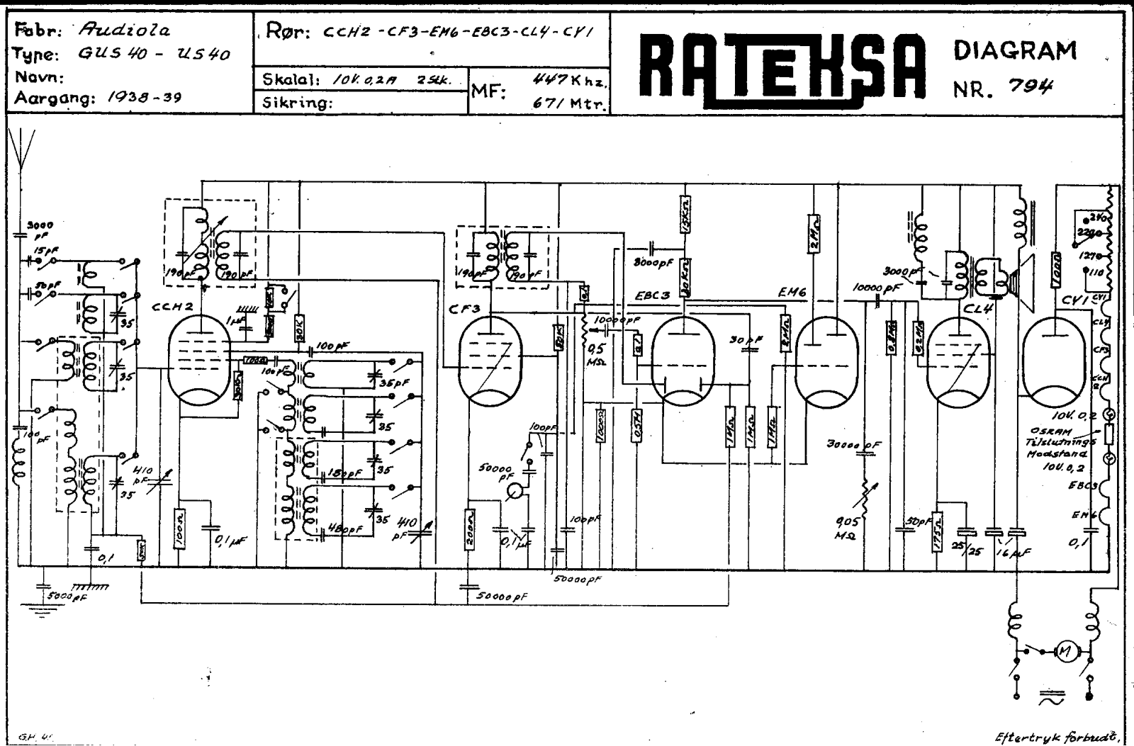 Audiola GUS 40 Schematic