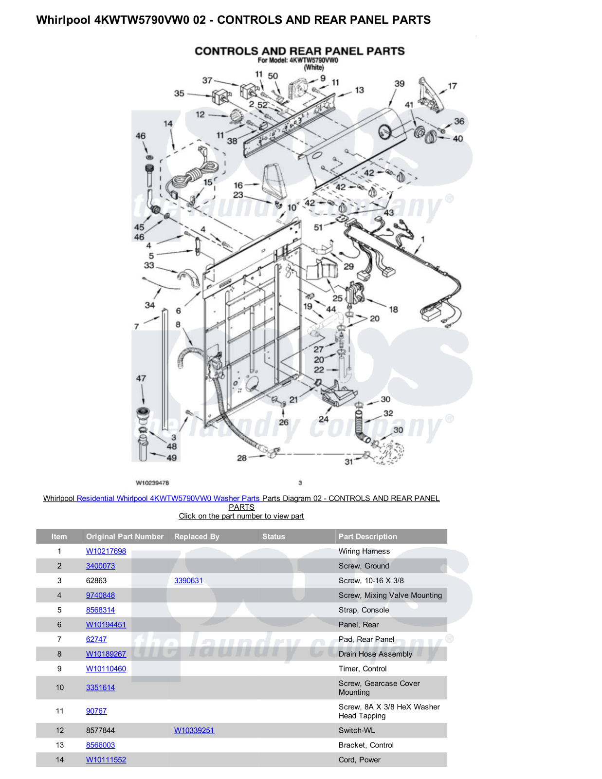 Whirlpool 4KWTW5790VW0 Parts Diagram