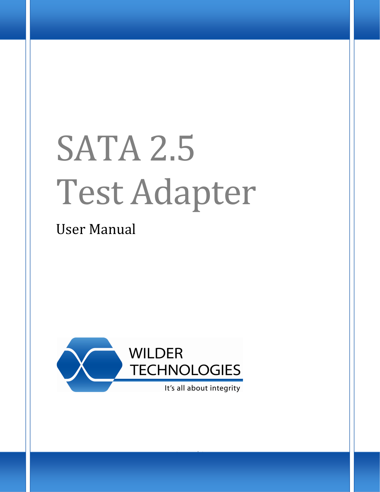 Wilder Technologies SATA 2.5 Test Adapter User Manual