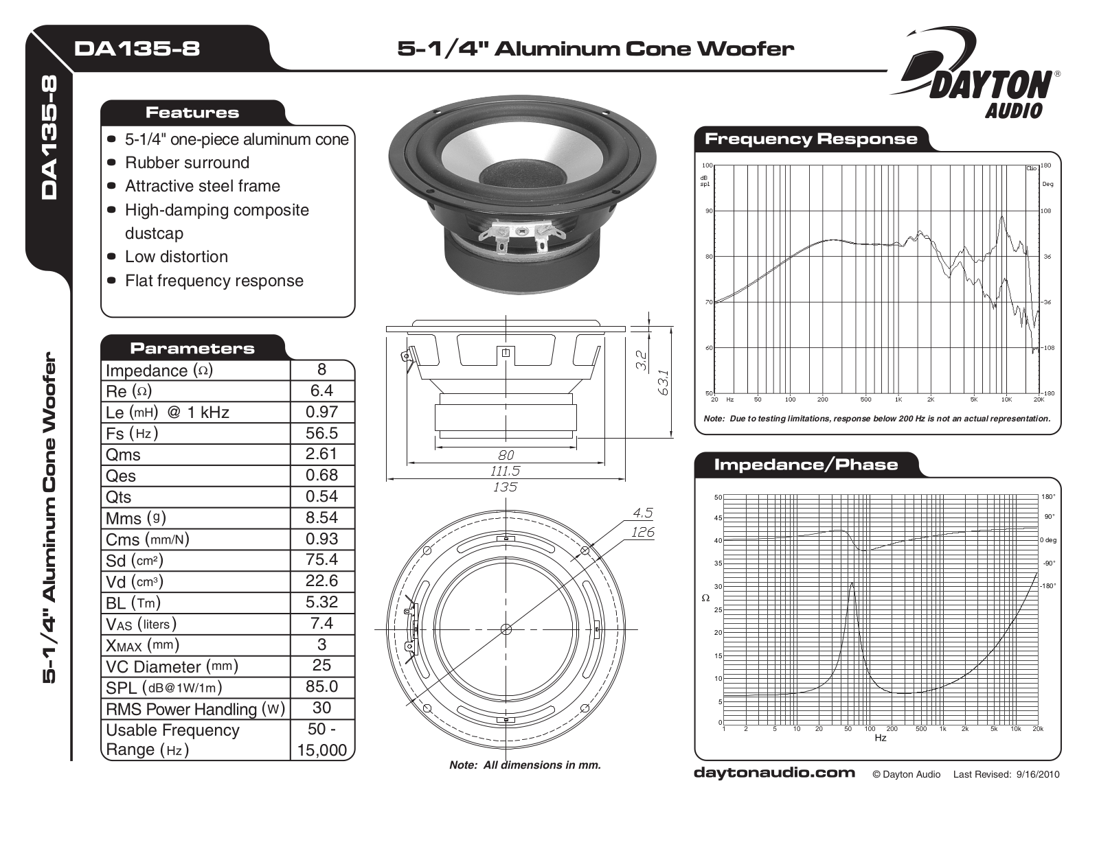 Dayton DA135-8 User Manual