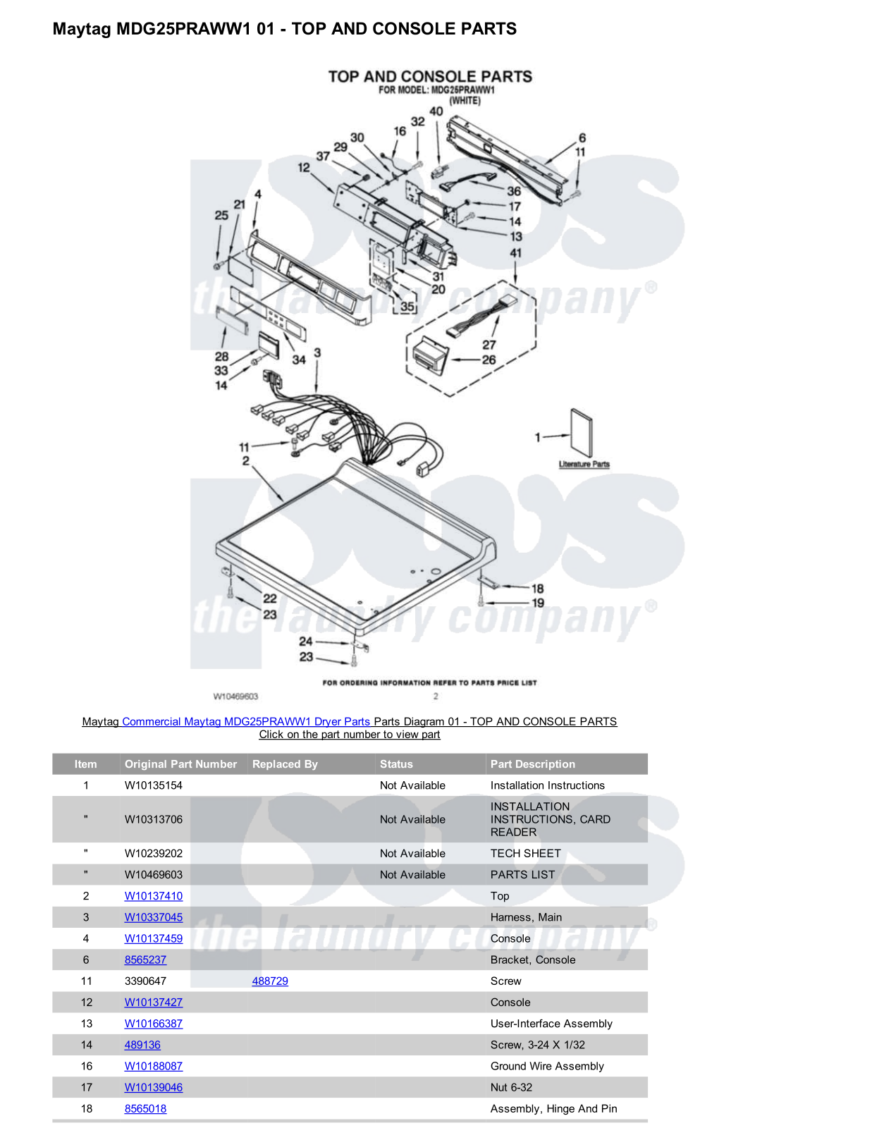 Maytag MDG25PRAWW1 Parts Diagram