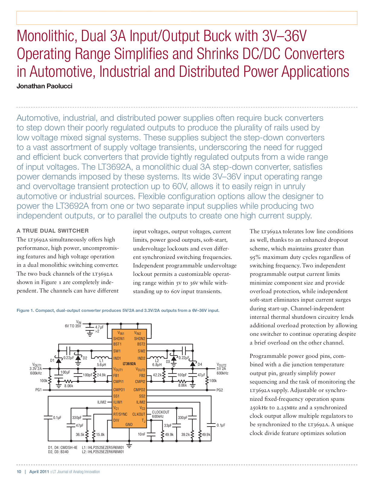 LINEAR TECHNOLOGY LT3692A Technical data