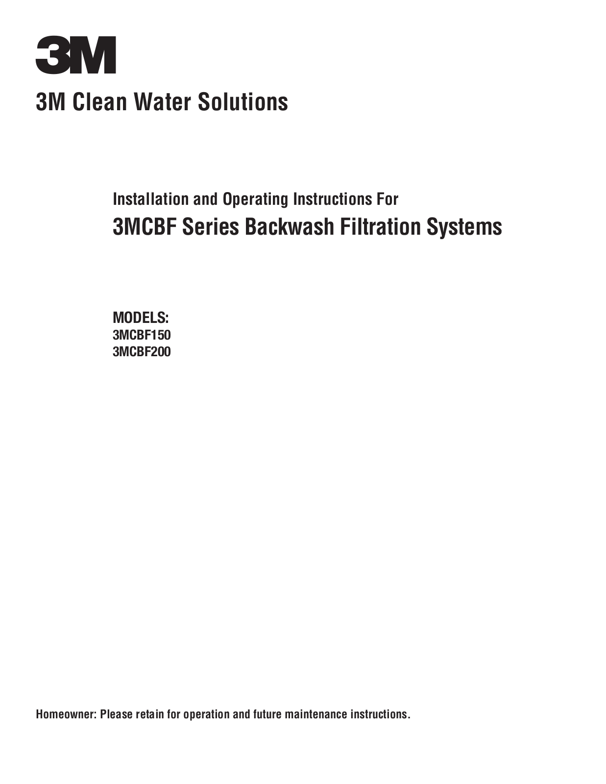 3M 3MCBF150 Installation  Manual