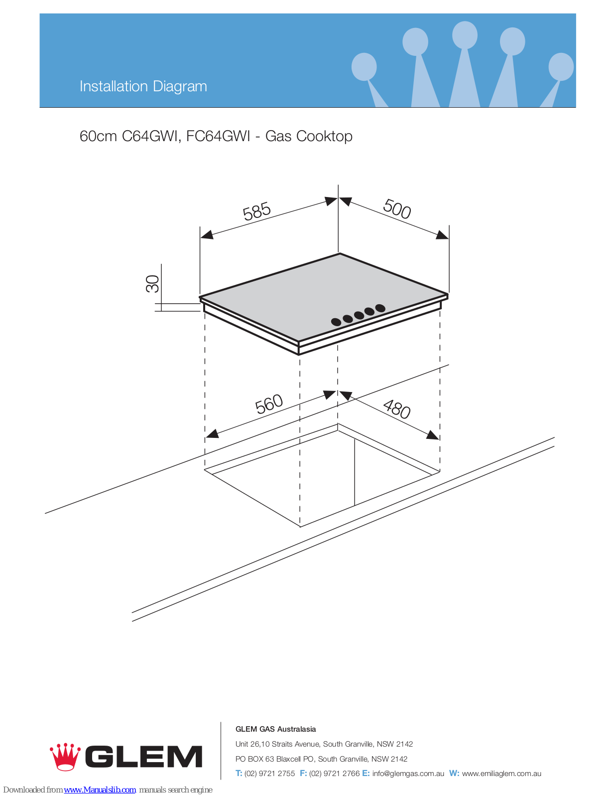 Glem C64GWI, FC64GWI Installation Diagram