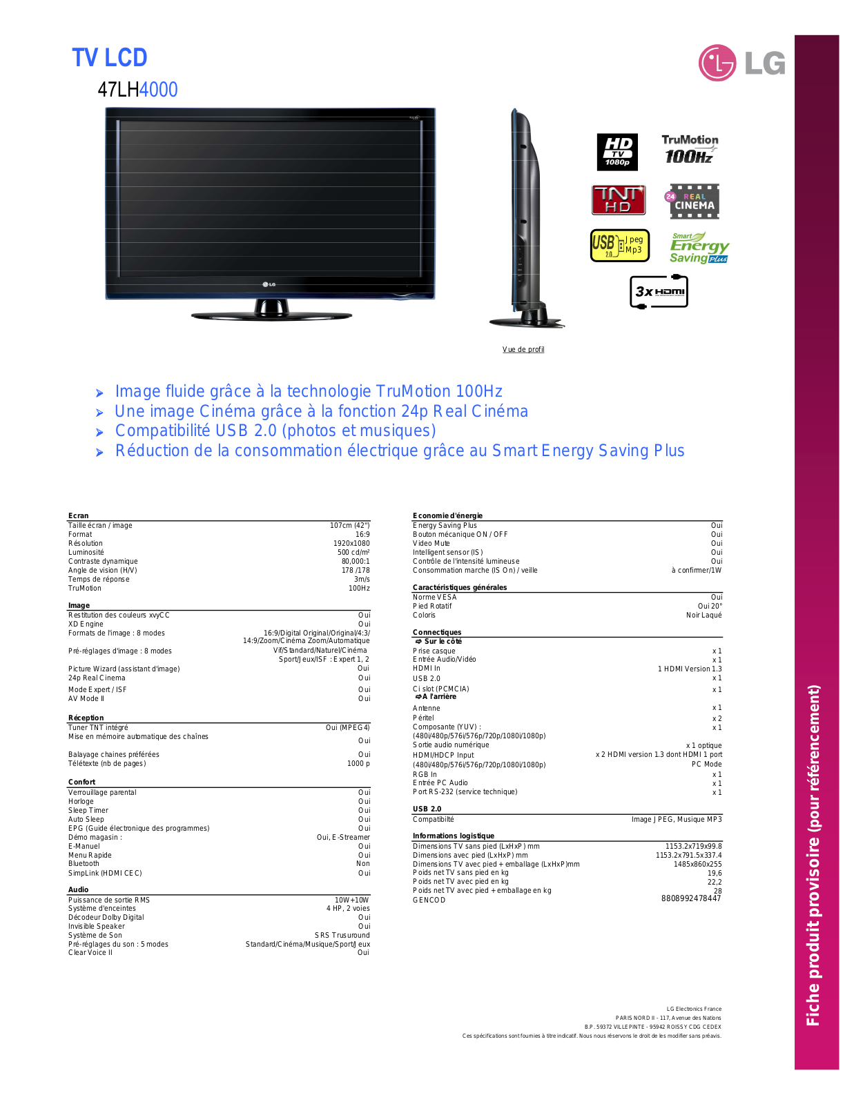 LG 47LH4000 User Manual