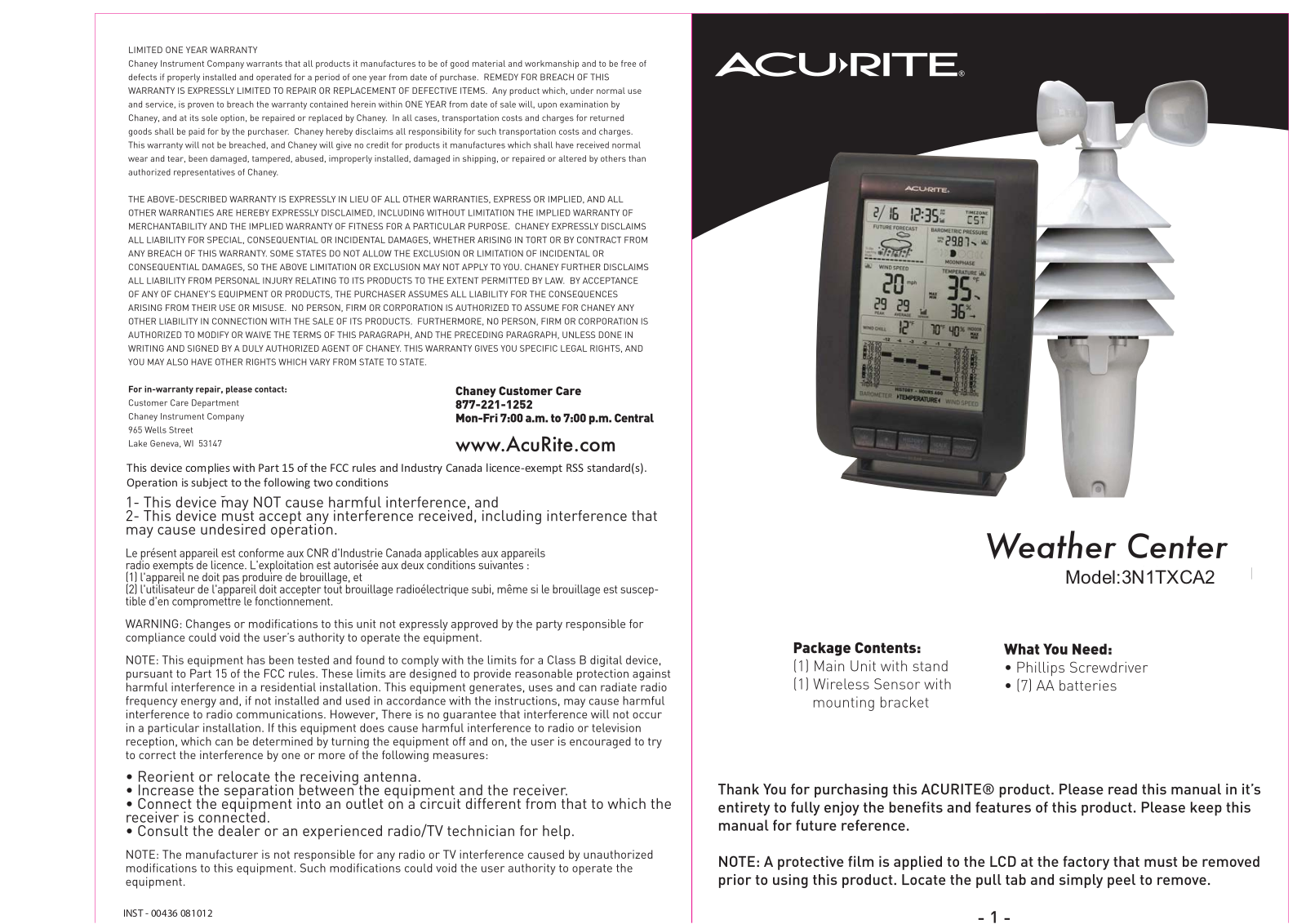 Chaney Instrument 3N1TXCA2 User Manual