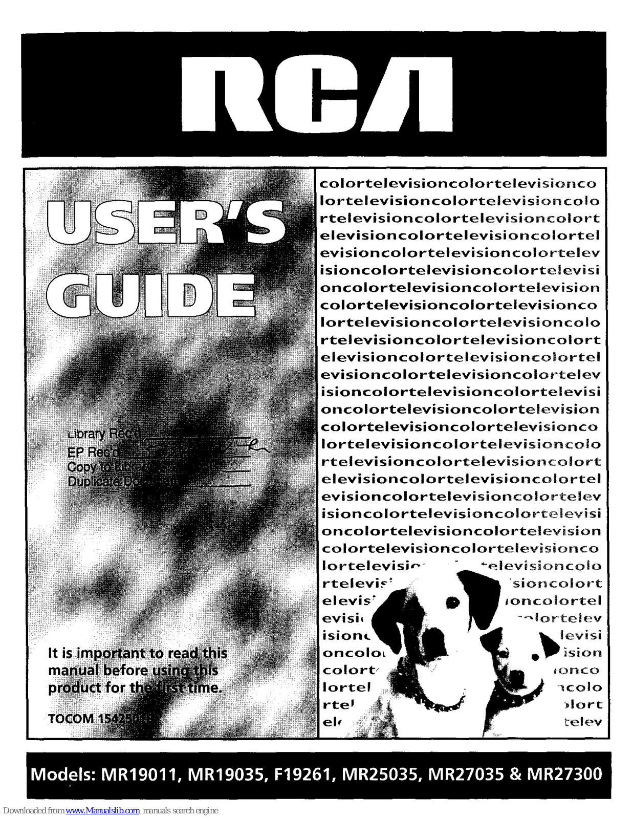 RCA MR27300, F19261, MR19011, MR19035, MR25035 User Manual - ManualMachine.com