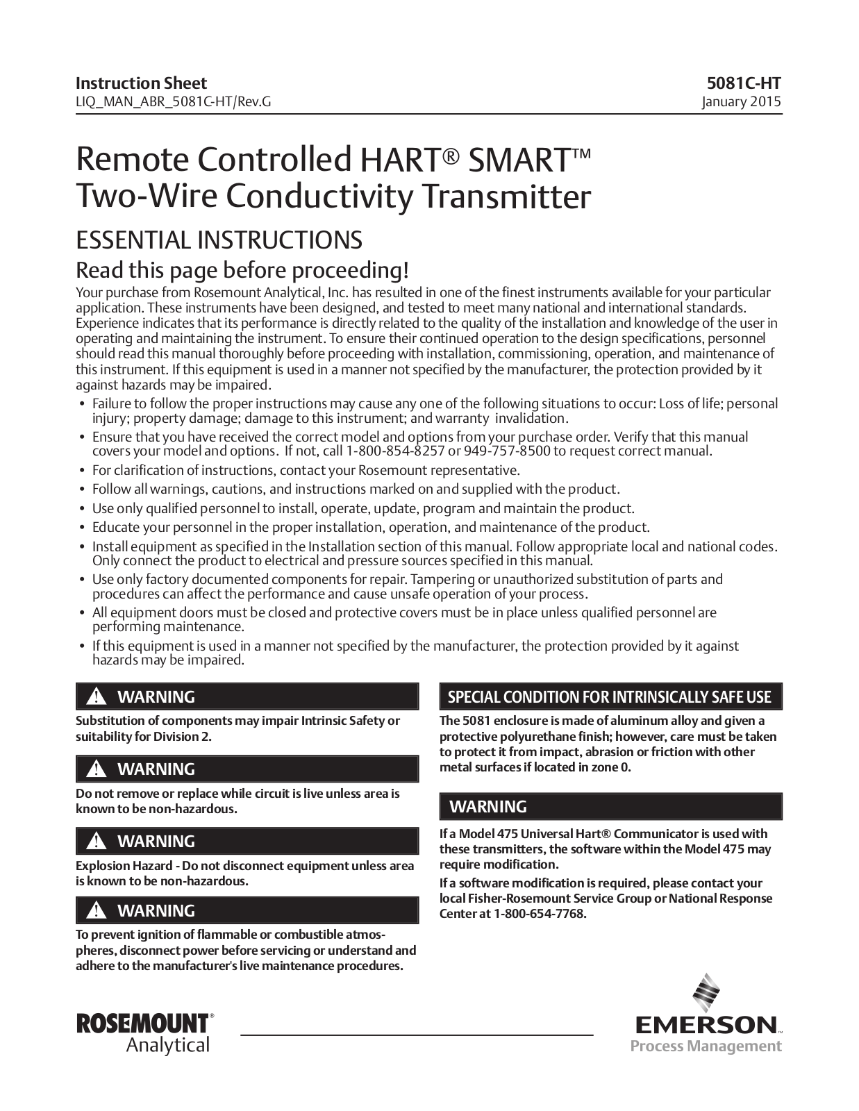 Emerson 5081C-HT User Manual