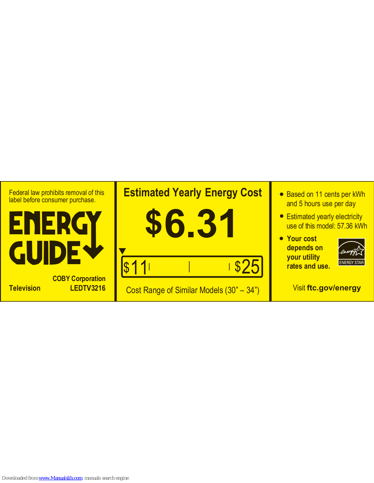 Coby LEDTV3216 Energy Manual