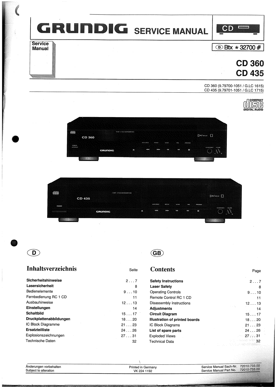 Grundig CD-360-435 Schematic