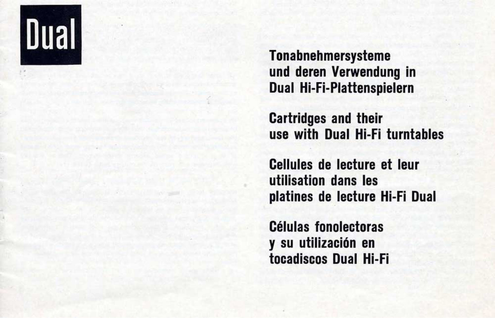 Dual Cardridges Owners manual