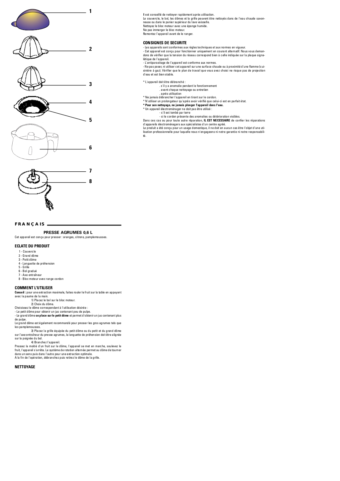 SEB Presse-Agrumes Prep'line User Manual