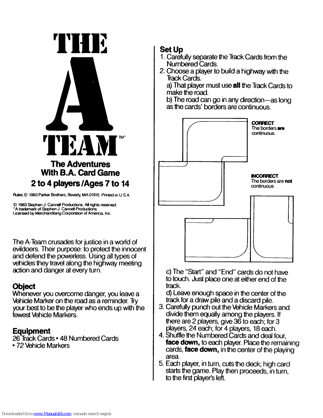 Parker Brothers The A-Team, The A-Team The Adventures with B.A. User Manual