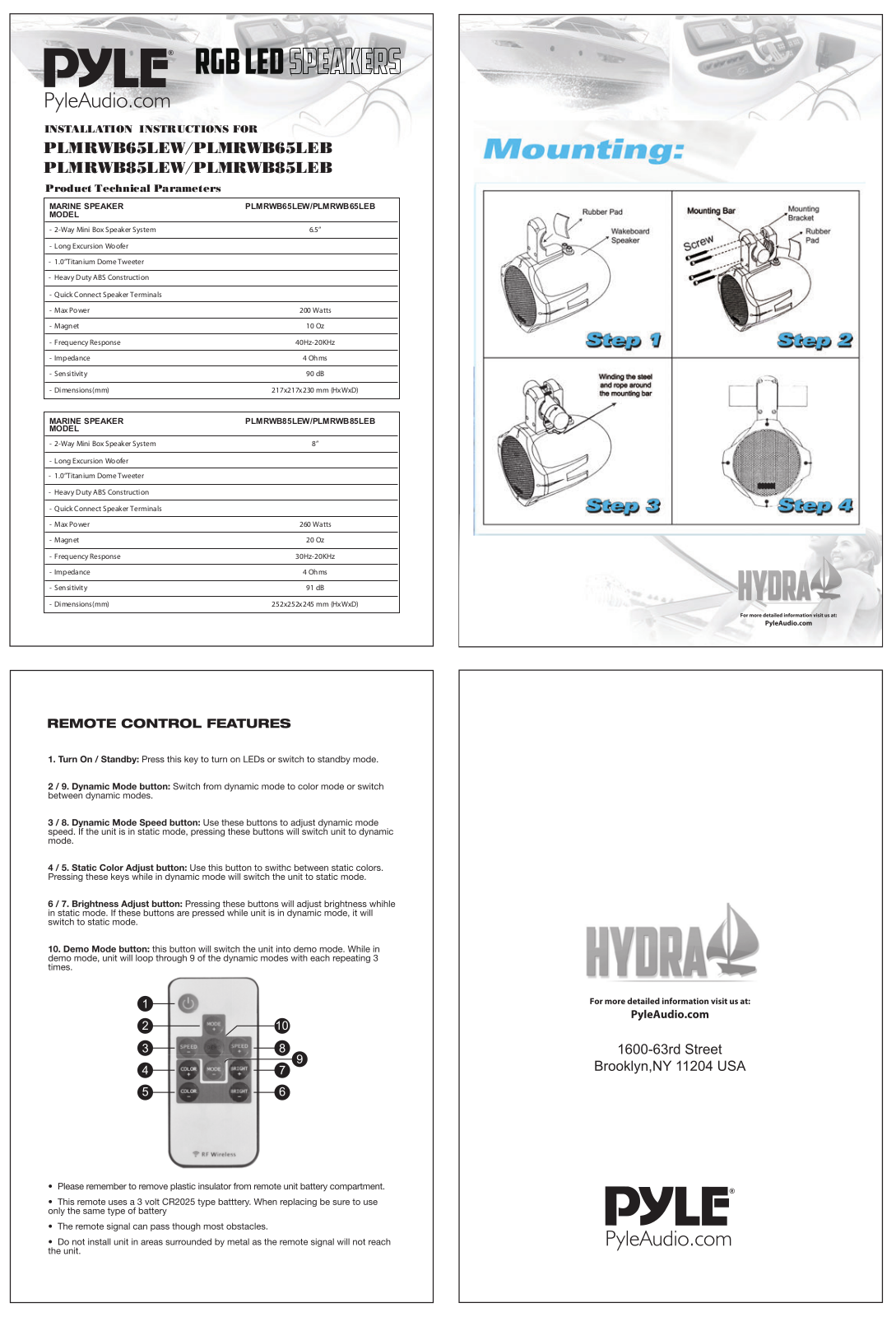 Pyle PLMRWB85LEB, PLMRWB65LEB, PLMRWB65LEW User guide - ManualMachine.com