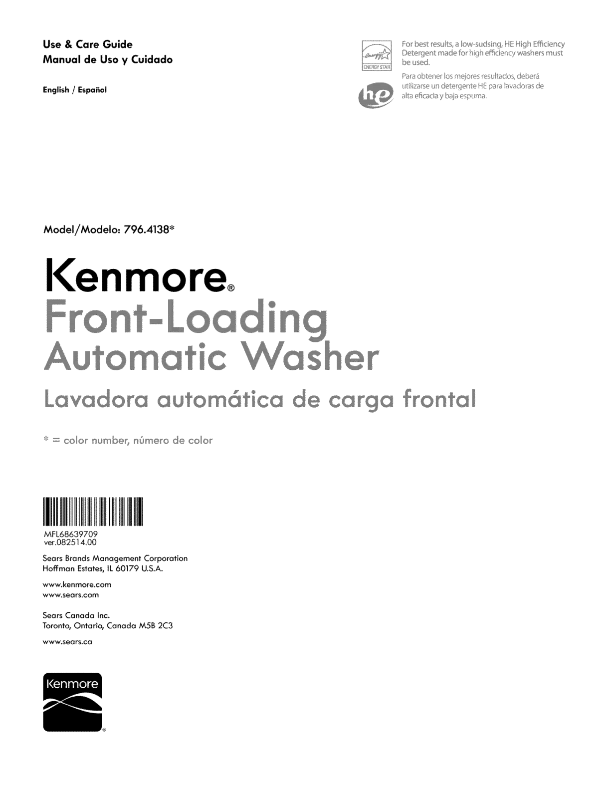 Kenmore 79641382411, 79641383411 Owner’s Manual