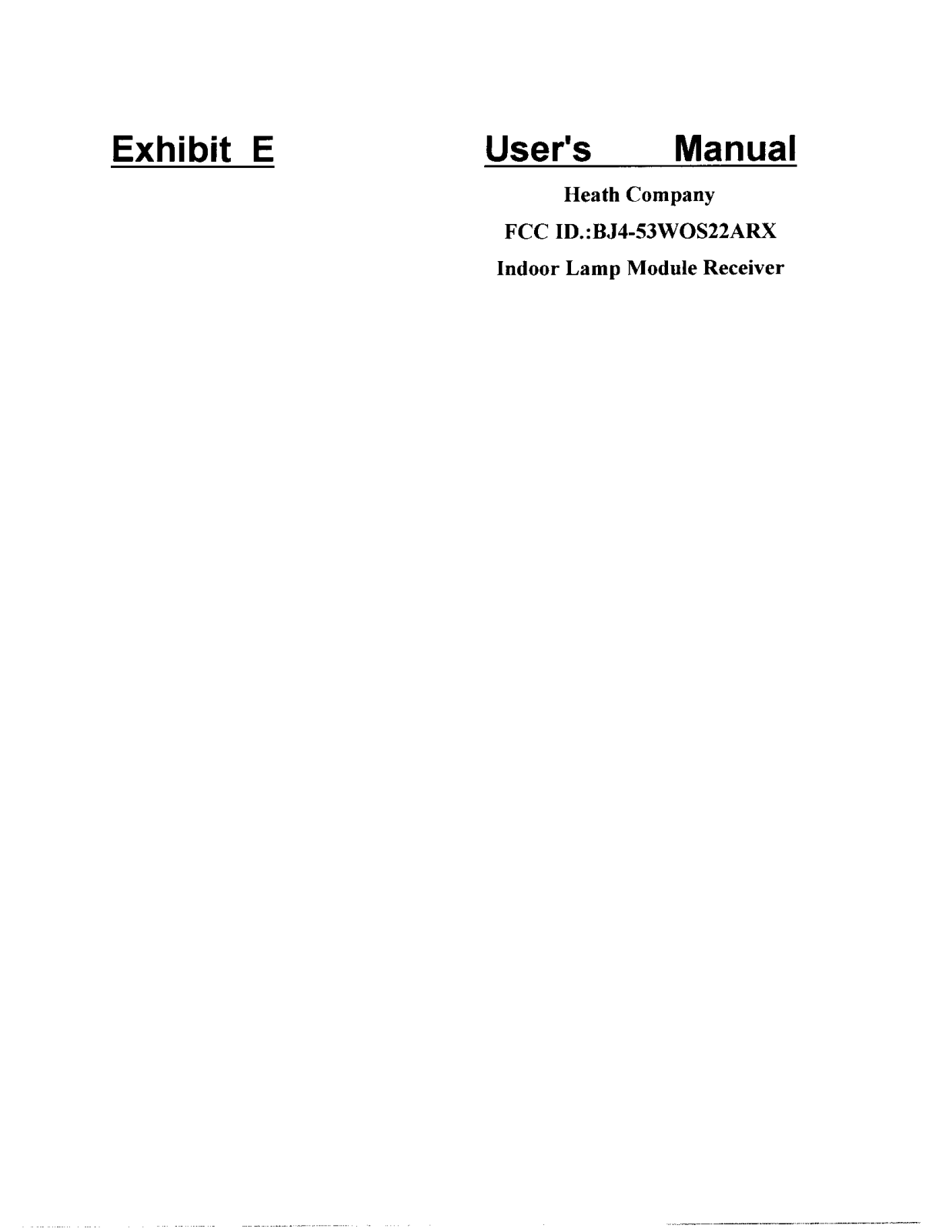 HeathCo 53WOS22ARX Users Manual