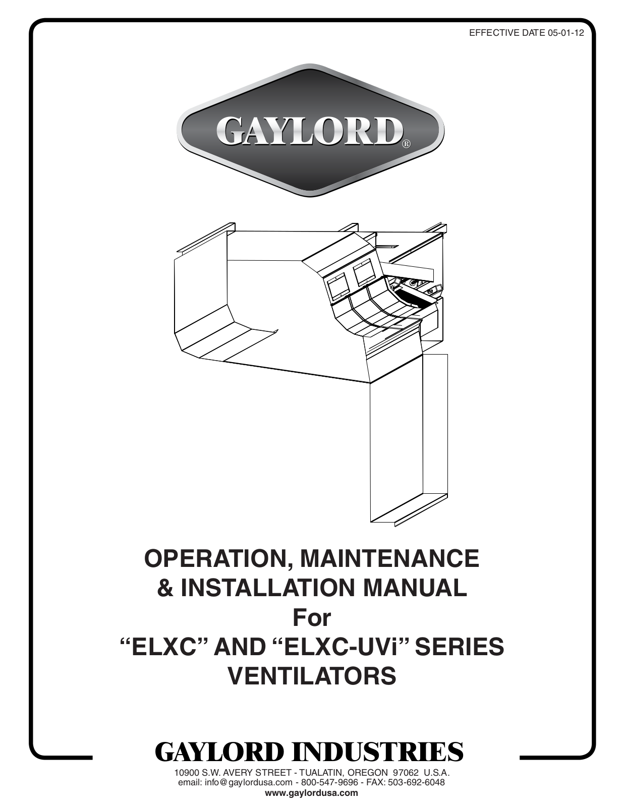 Gaylord ELXC-UVi Installation  Manual