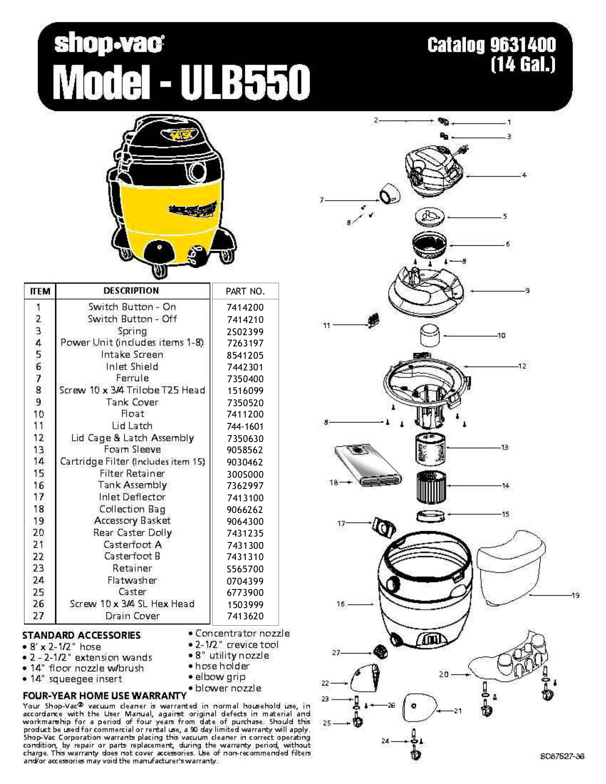 Shop Vac Ulb550 Owner's Manual