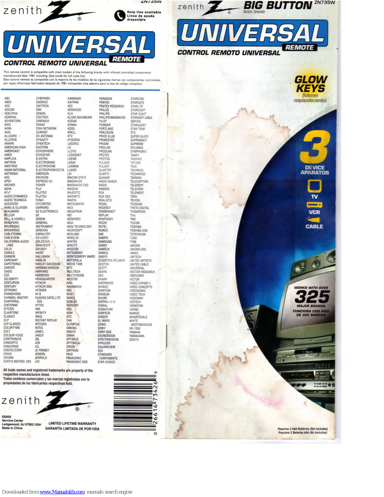 Zenith ZN735W User Manual - ManualMachine.com