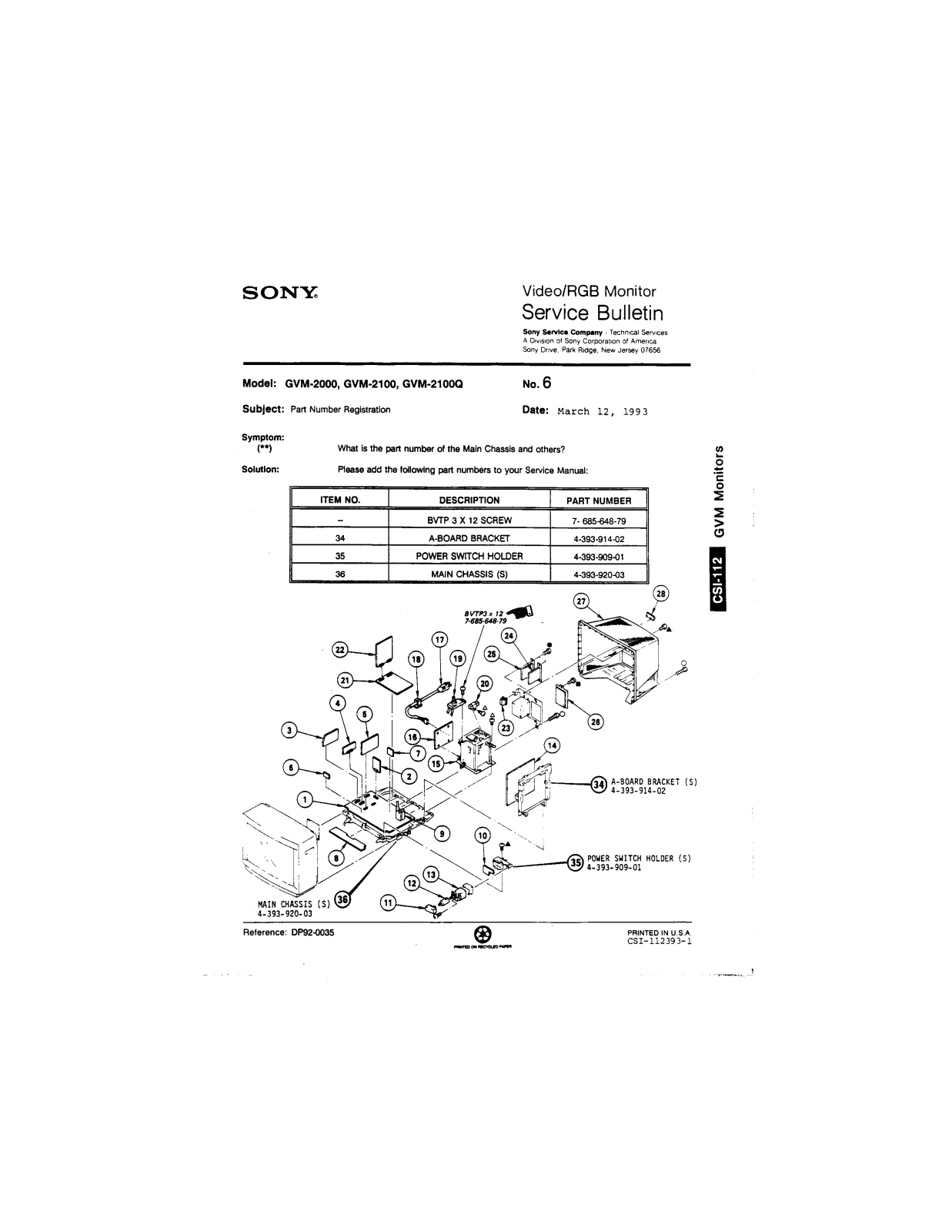 Sony GVM 2100Q, GVM 2100, GVM 2000 Service Manual