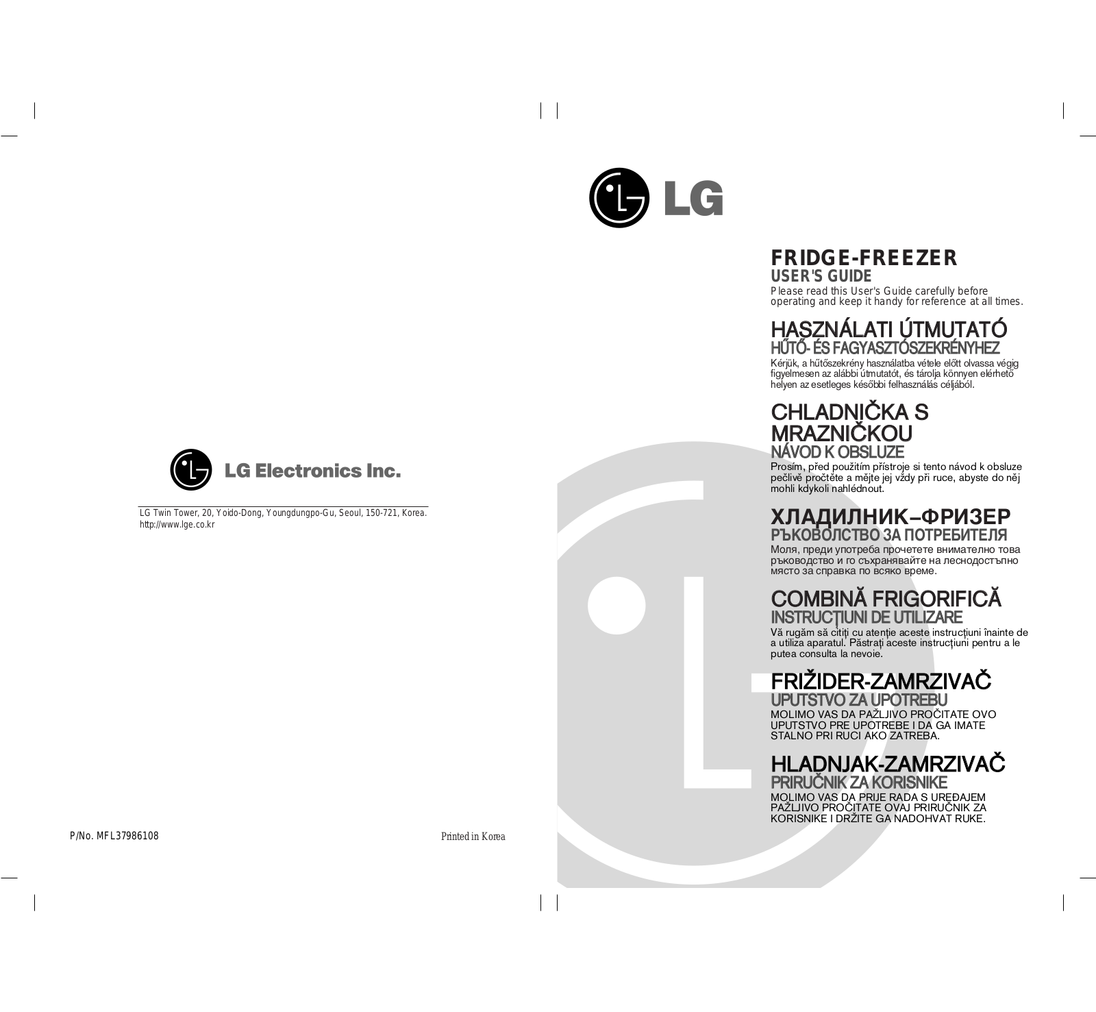 Lg GR-F479-BSQA, GR-F449-BVQA, GR-F449-BTQA User Manual