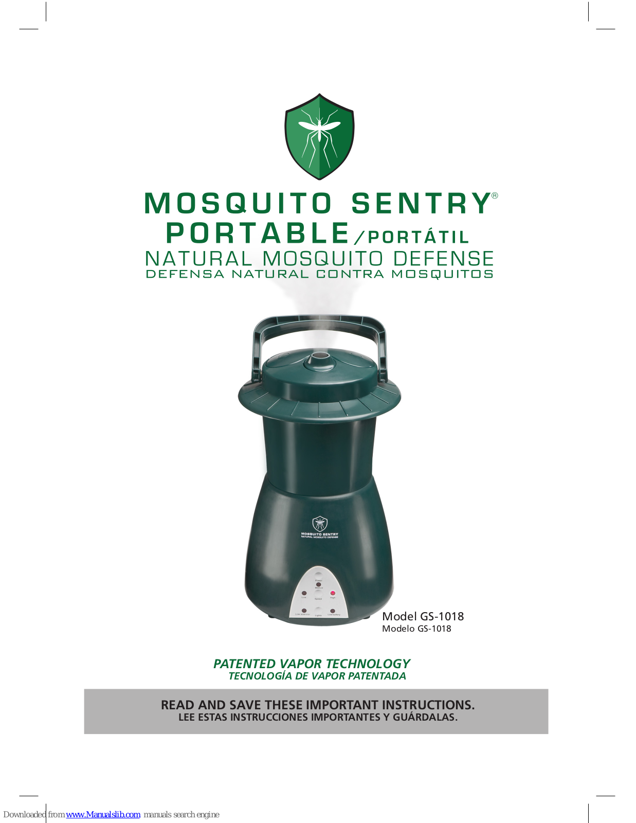 Mosquito Sentry Portable GS-1018 Instructions Manual