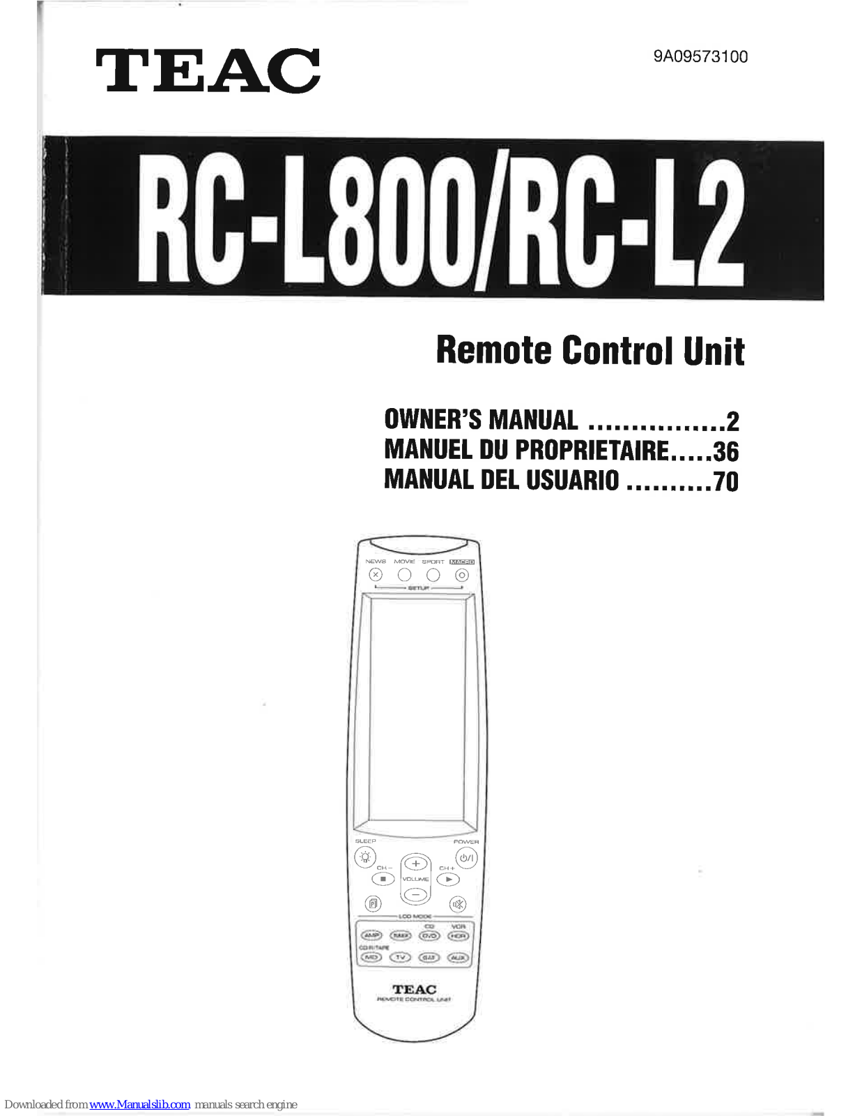 Teac RC-L800, RC-L2 Owner's Manual