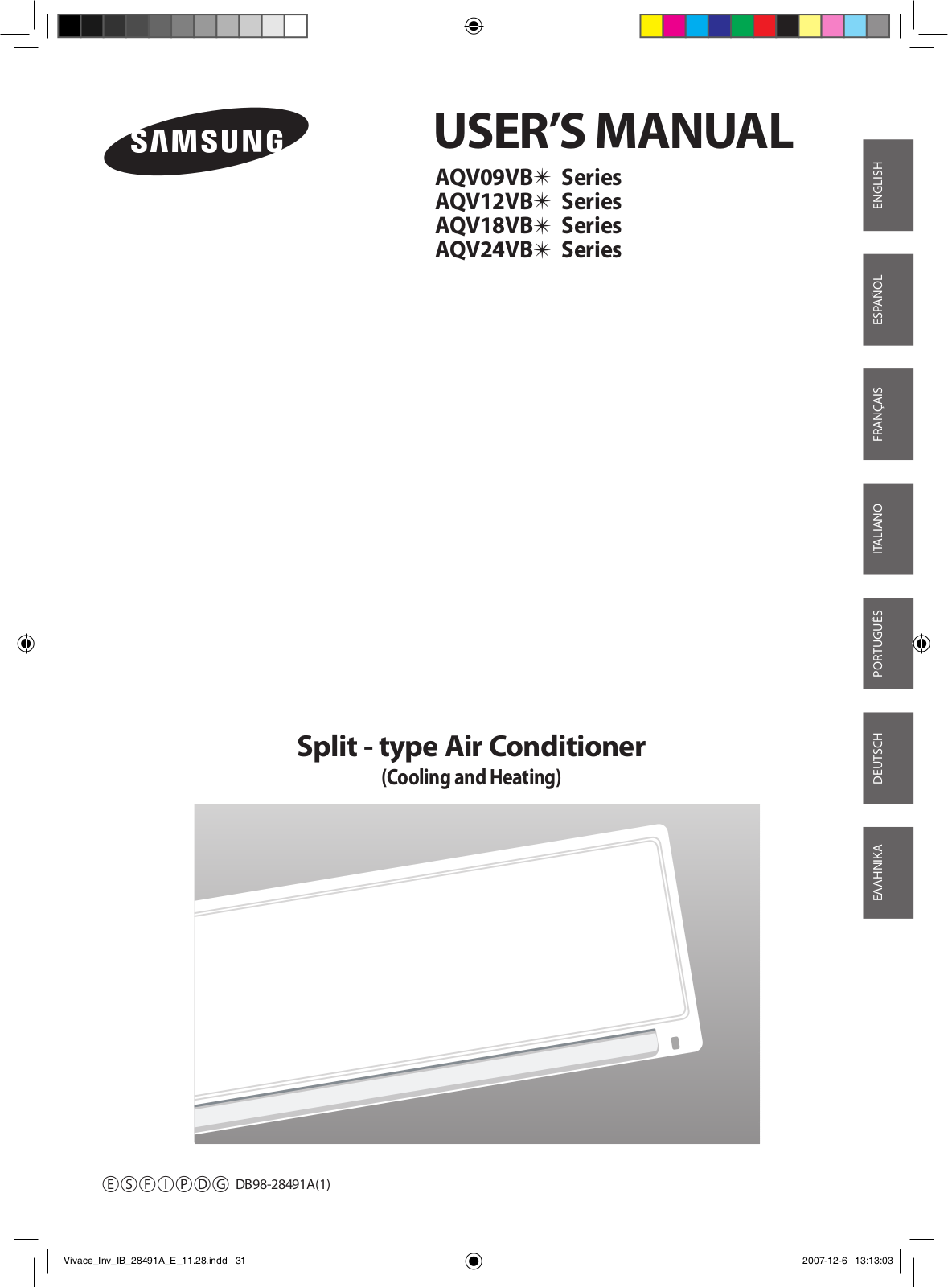 Samsung AQV18VC, AQV24VB, AQV24VBGX, AQV18VBGX, AQV12VBEN User Manual