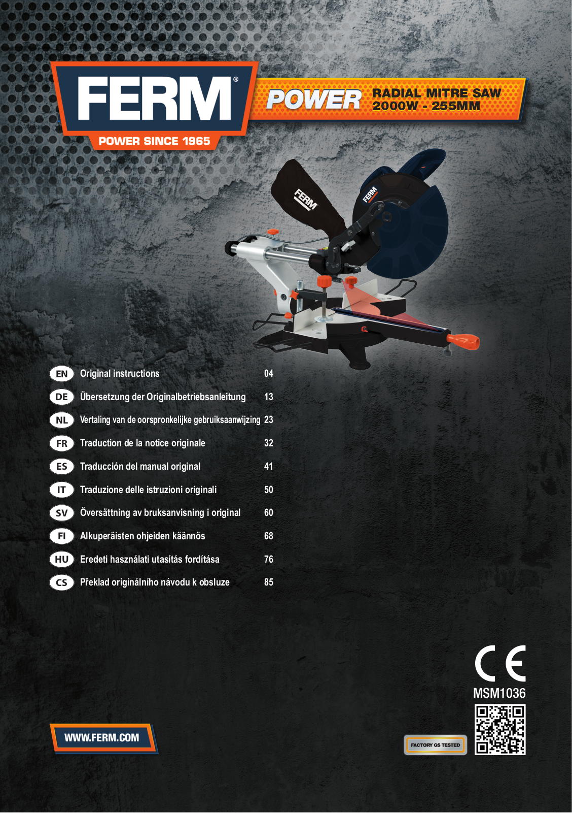 Ferm MSM1036 User guide