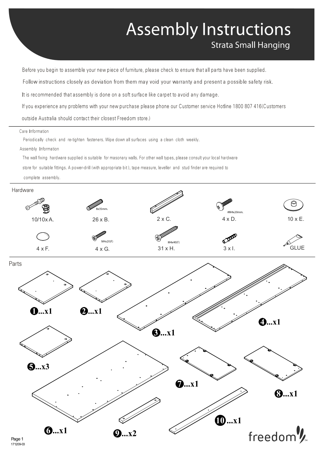 Freedom Strata Small Hanging Assembly Instruction