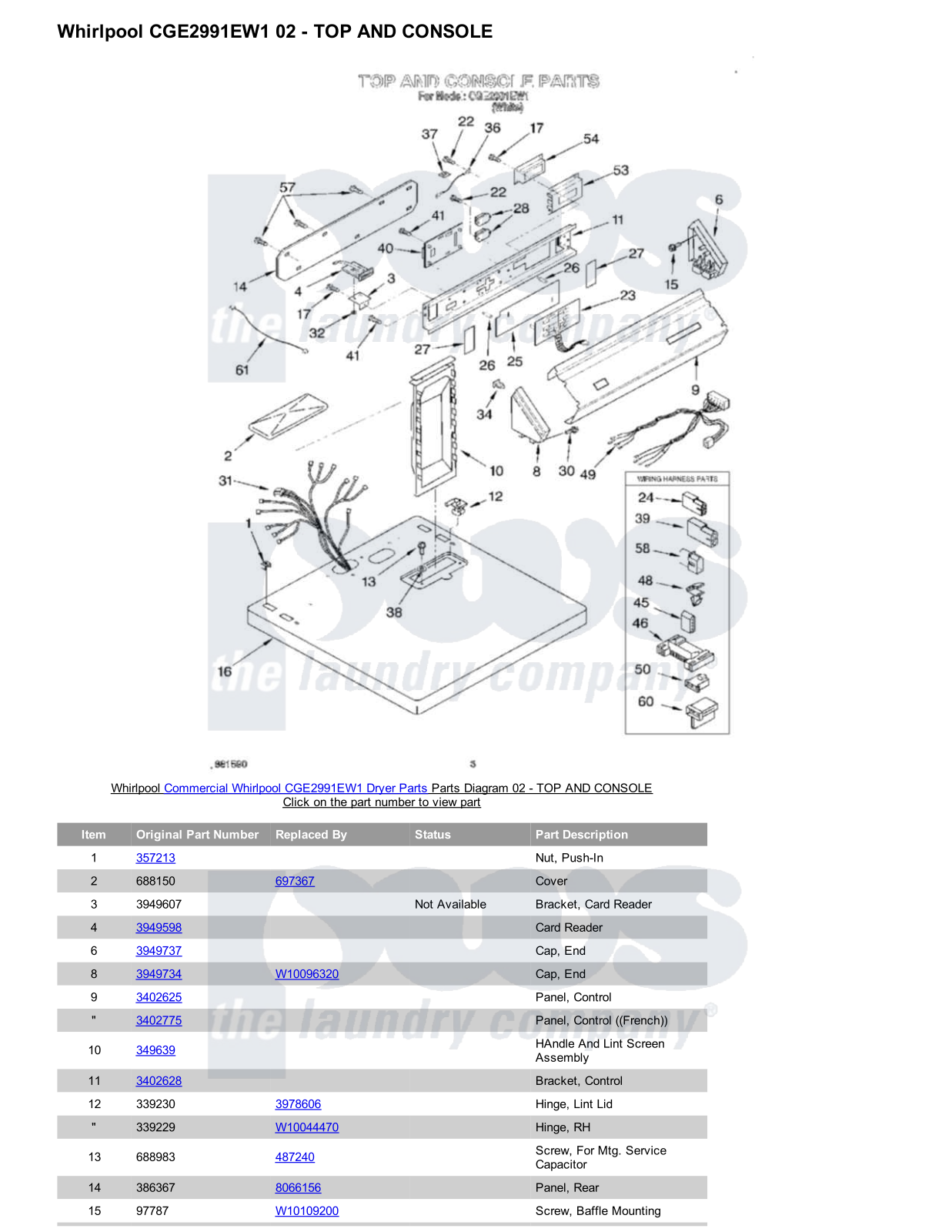 Whirlpool CGE2991EW1 Parts Diagram