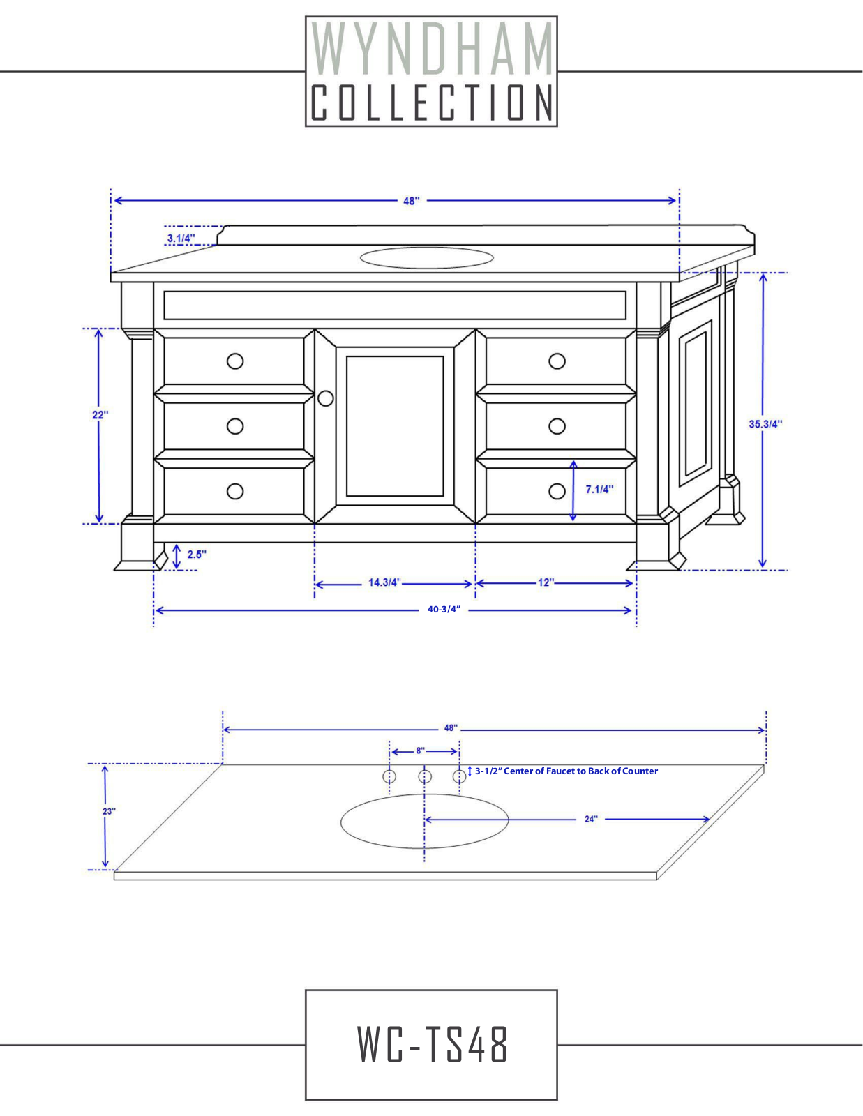 Wyndham Collection WCVTS48DCHCW Specifications