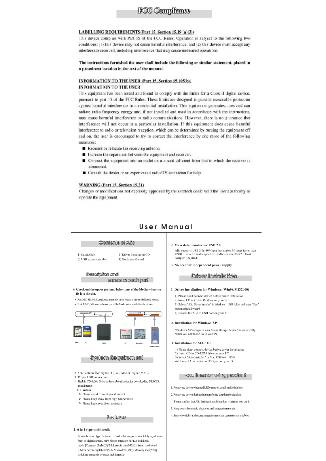 Sarotech MRE 461U2 User Manual