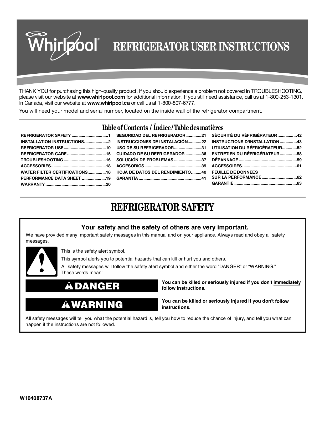 Whirlpool GSS30C7EY User Guide